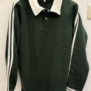 Green and White Old Money Striped Polo